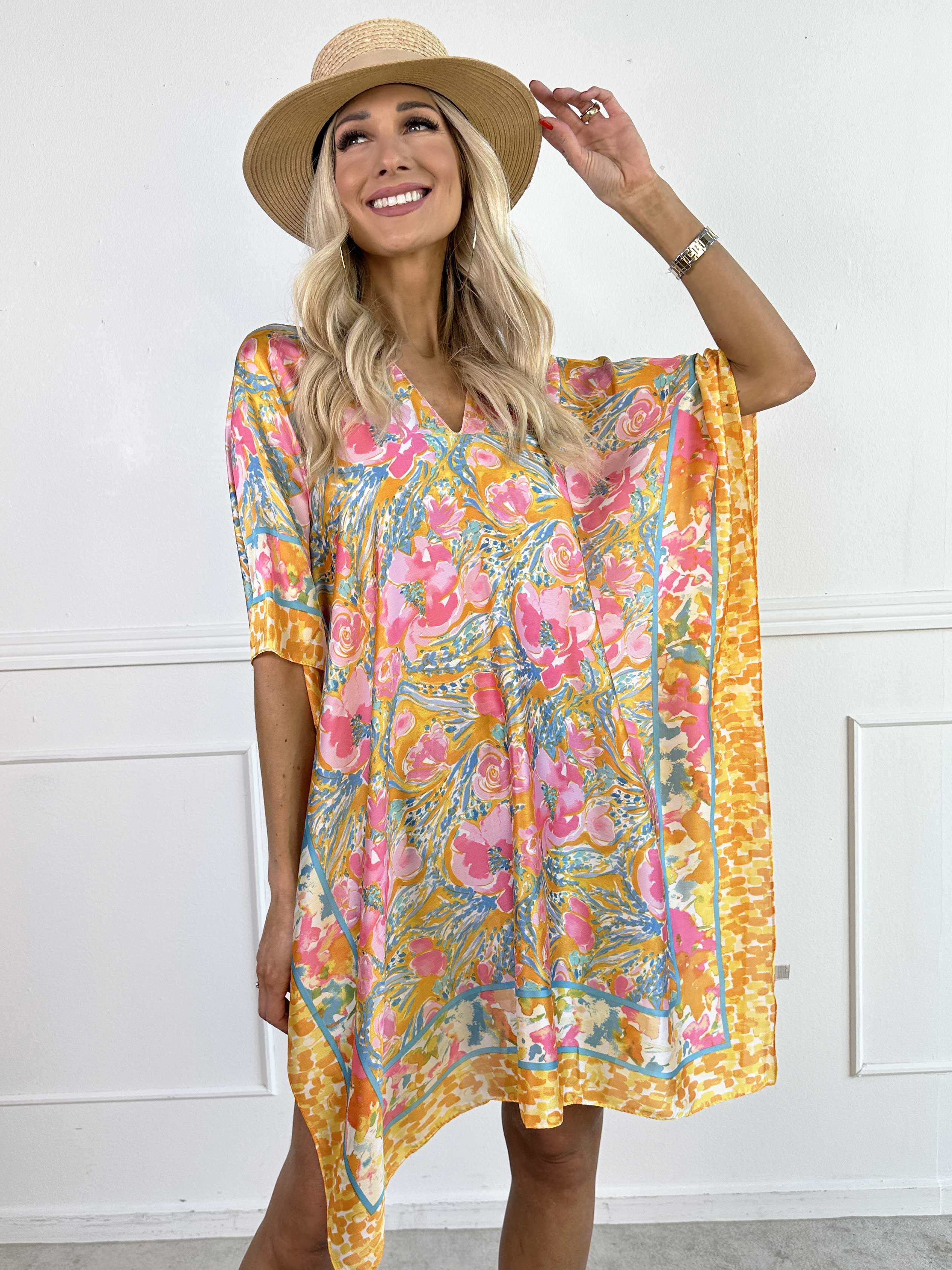 Fryd - Mönstrad tunika i mjuk viskos och siden